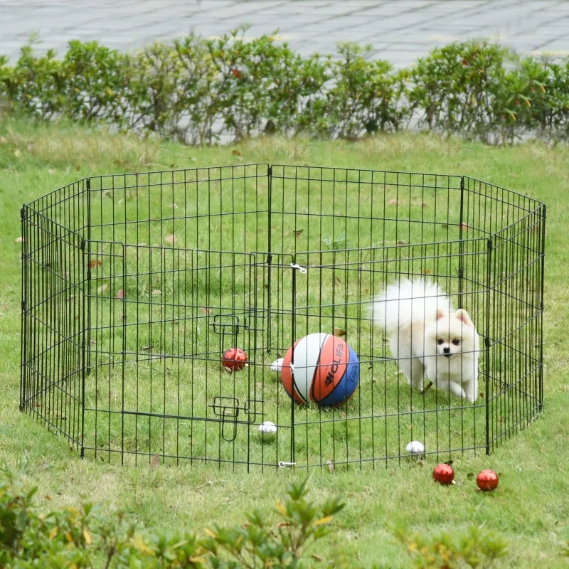 24" 8 Panel Foldable Metal Pet Playpen