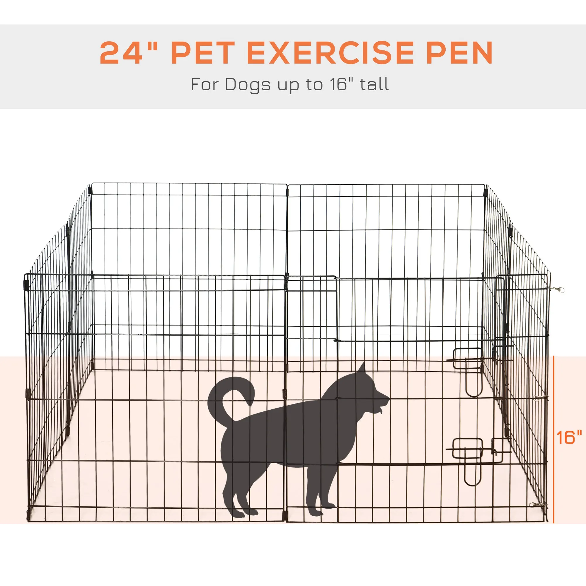 24" 8 Panel Foldable Metal Pet Playpen