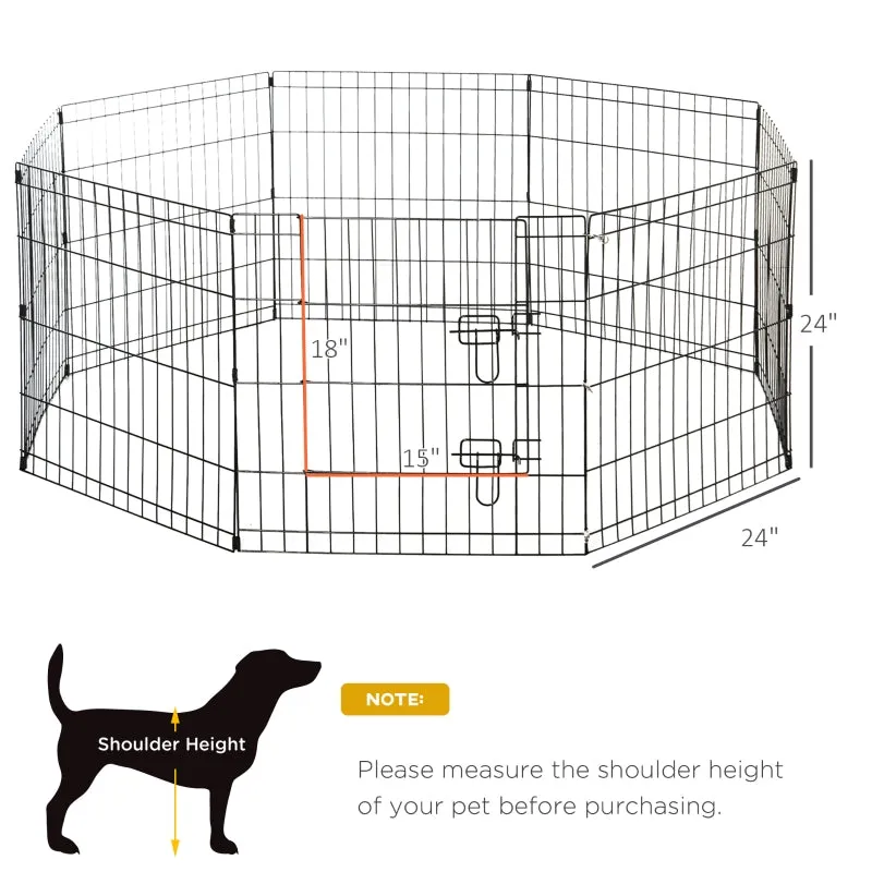 24" 8 Panel Foldable Metal Pet Playpen