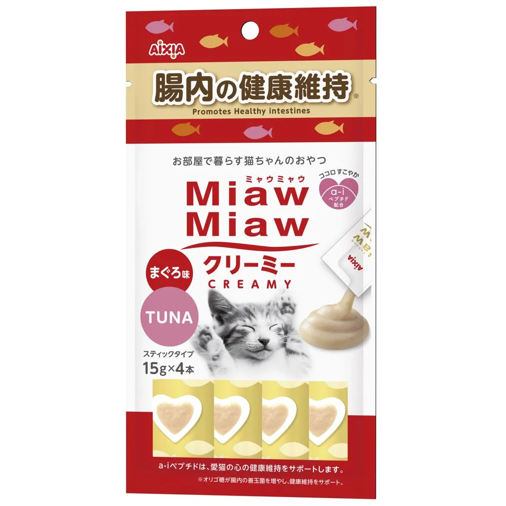 4 FOR $12: Aixia Miaw Miaw Creamy Tuna Healthy Intestine Liquid Cat Treats 60g