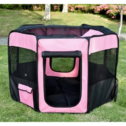 46" Portable Pet Playpen with Carry Bag - Pink