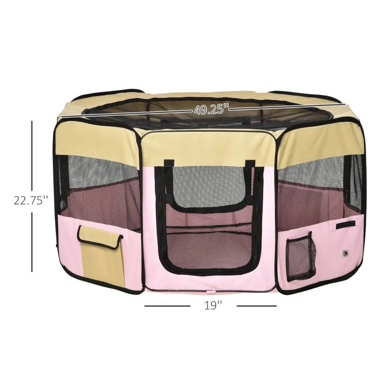 47" Portable Pet Playpen with Carry Bag - Pink