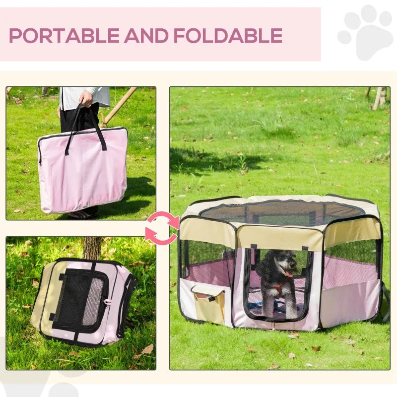 47" Portable Pet Playpen with Carry Bag - Pink