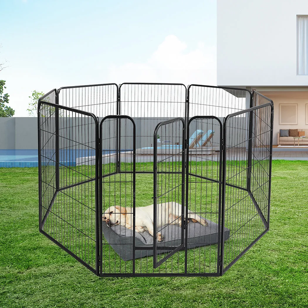 48'' 8 Panel Pet Dog Playpen Puppy Exercise Cage Enclosure Fence Cat Play Pen - Black