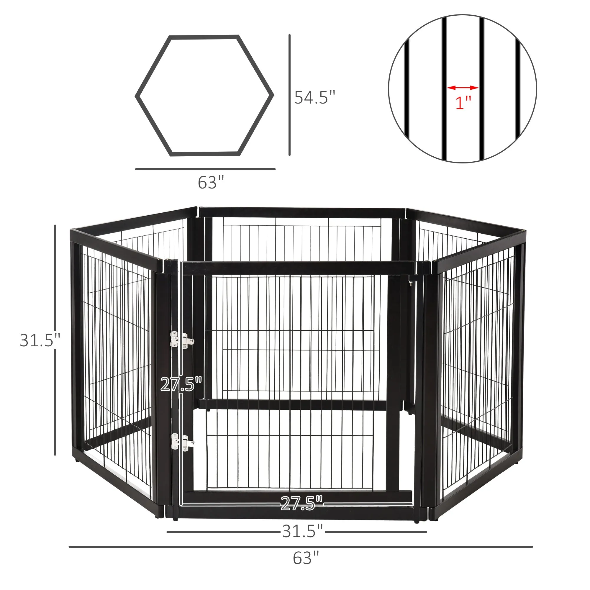 6 Panel Metal Pet Playpen - Black