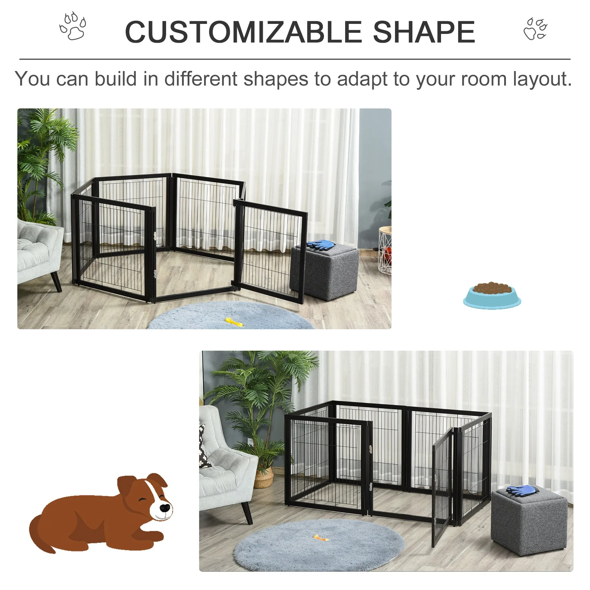 6 Panel Metal Pet Playpen - Black