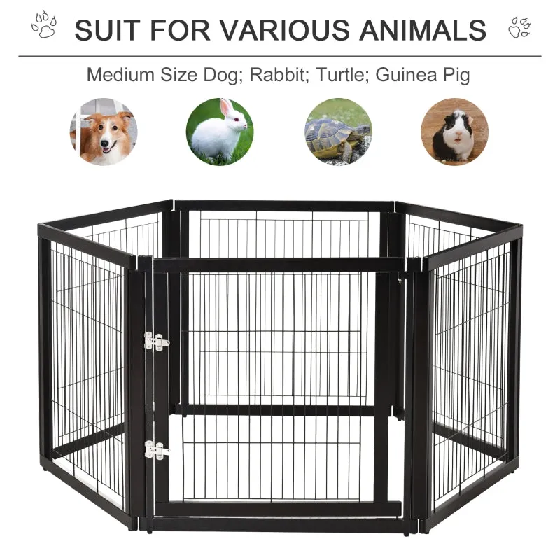 6 Panel Metal Pet Playpen - Black