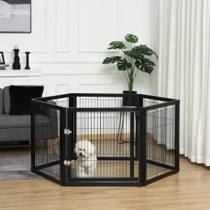 6 Panel Metal Pet Playpen - Black