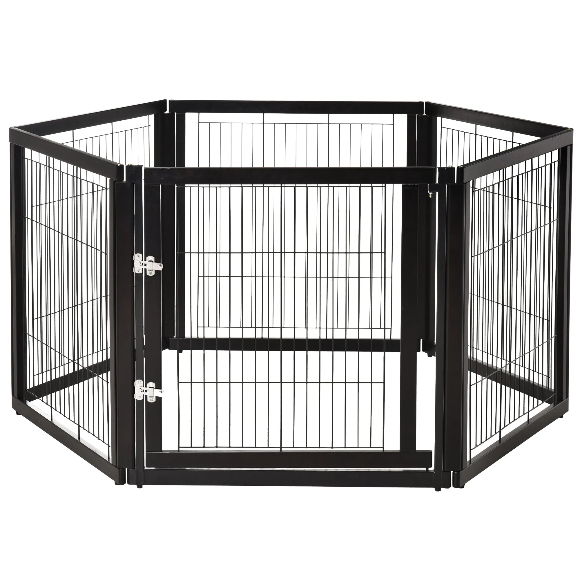 6 Panel Metal Pet Playpen - Black