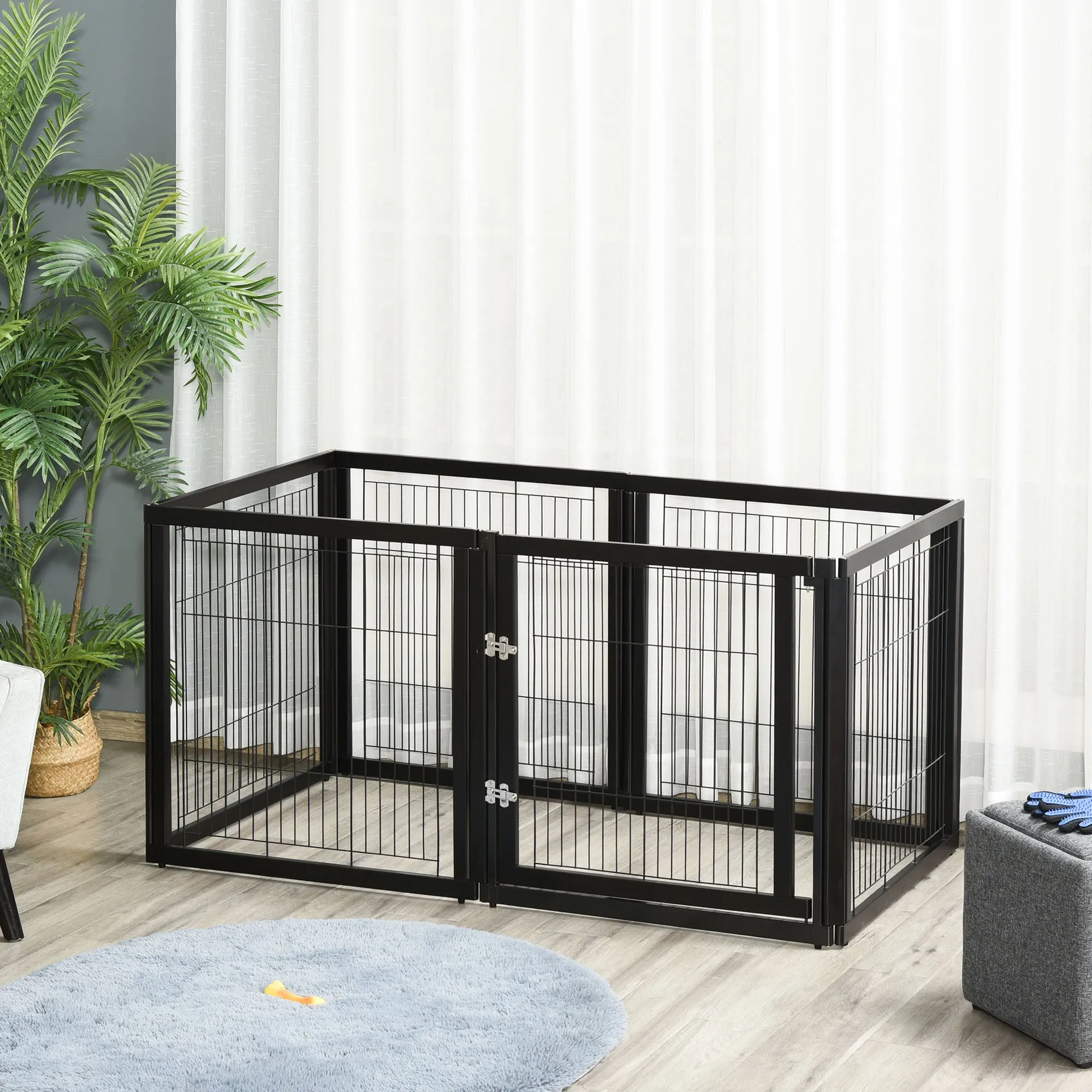 6 Panel Metal Pet Playpen - Black