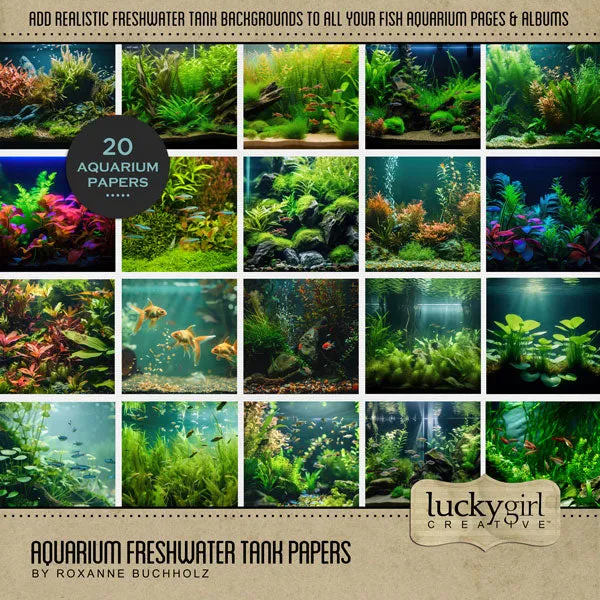 Aquarium Freshwater Tank Digital Scrapbook Bundle