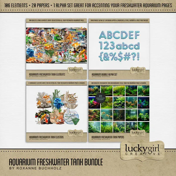 Aquarium Freshwater Tank Digital Scrapbook Bundle