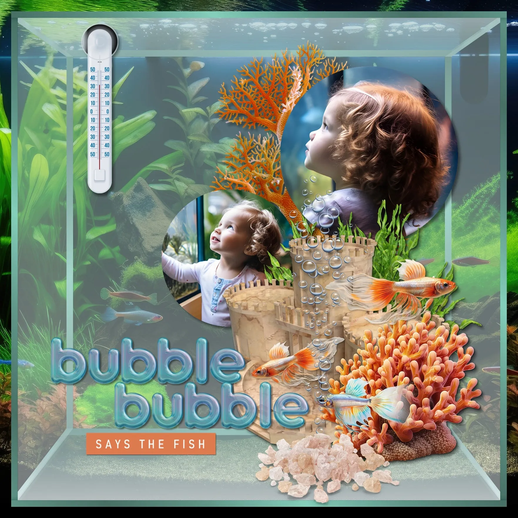 Aquarium Freshwater Tank Digital Scrapbook Bundle