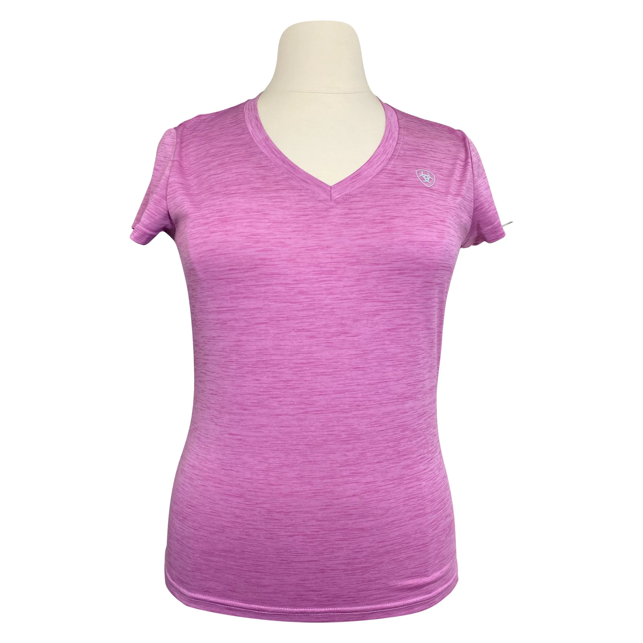 Ariat 'TEK Laguna' V-Neck Top in Pink Heather - Women's Large