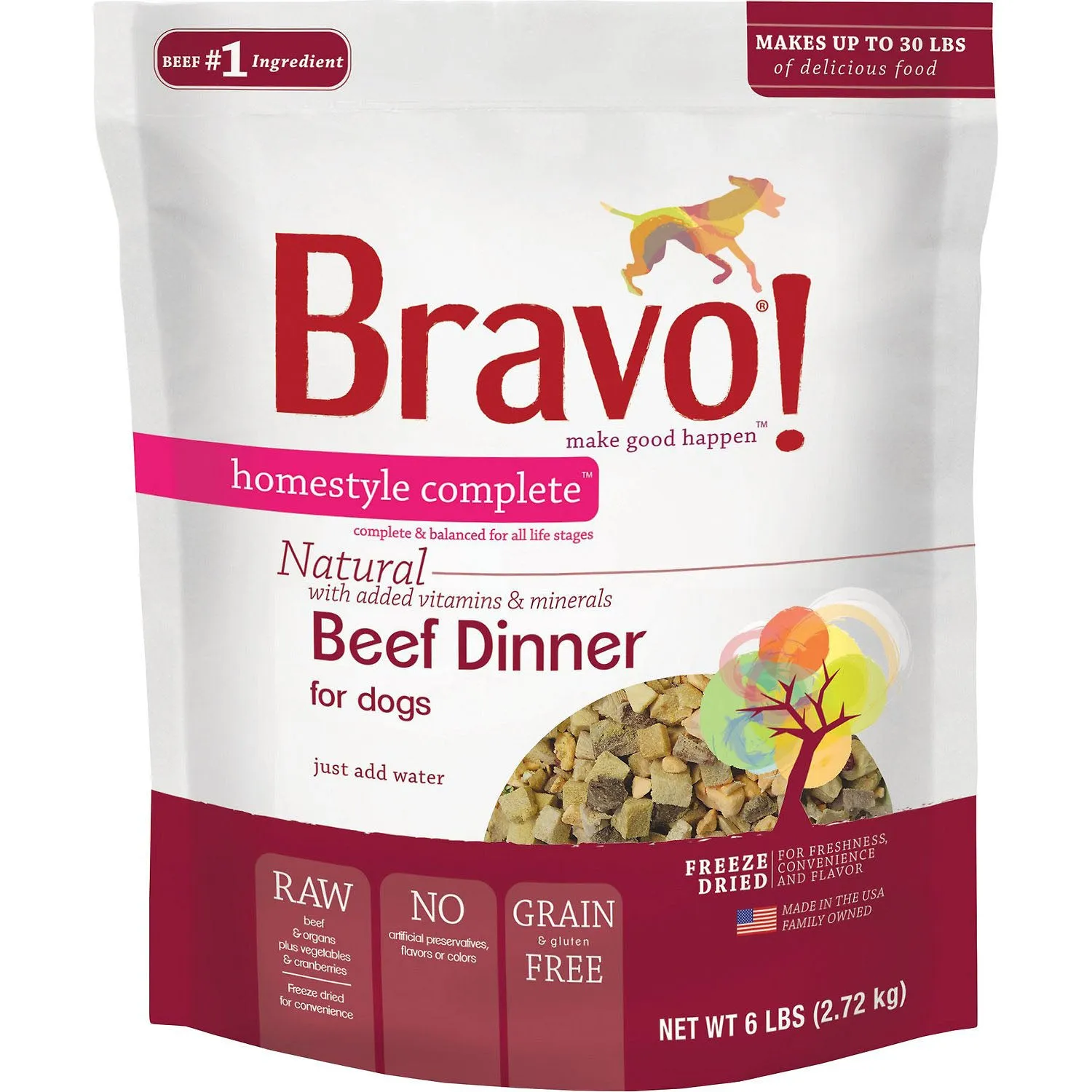 Bravo Freeze Dried Homestyle Complete Beef Dinner Dog Food