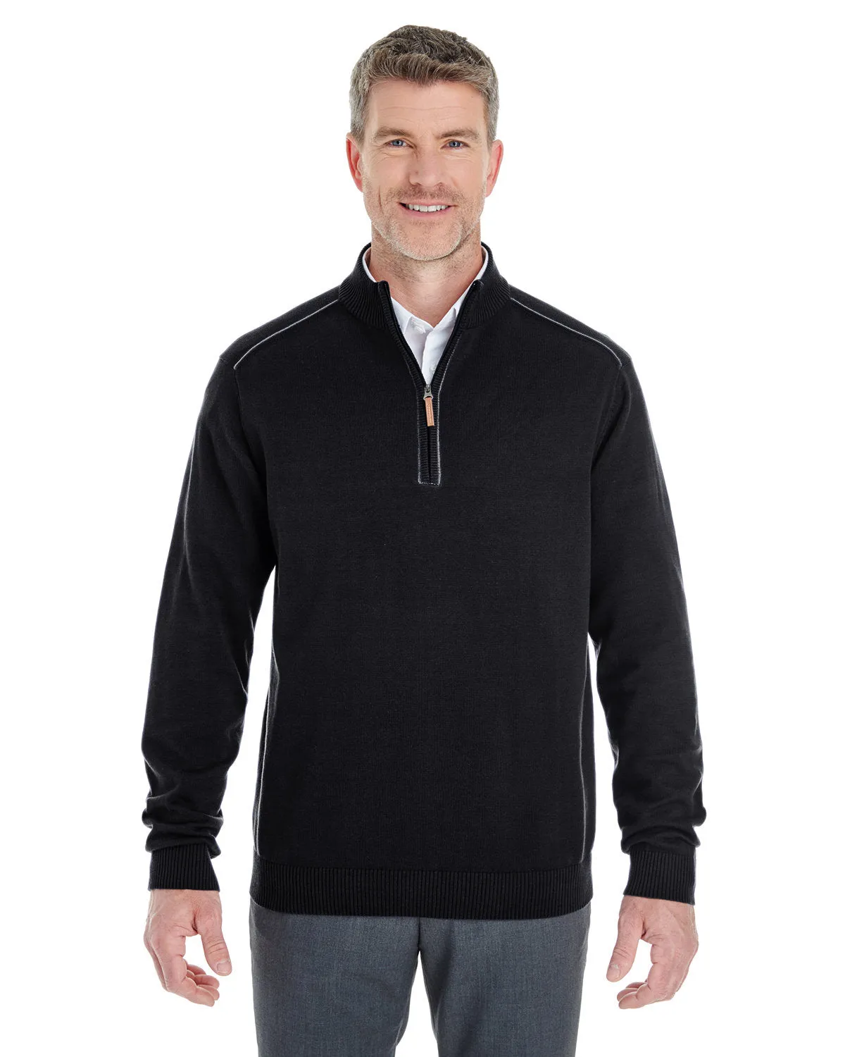 Devon & Jones DG478 Men's Manchester Fully-Fashioned Quarter-Zip Sweater