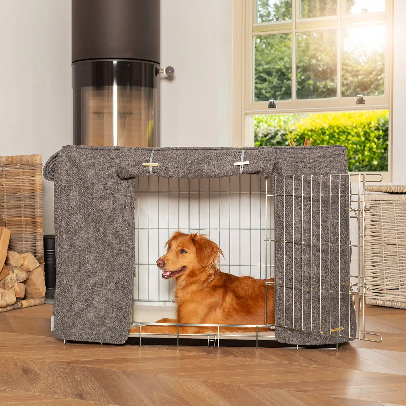 Dog Crate with Crate Cover in Essentials Herdwick Graphite by Lords & Labradors