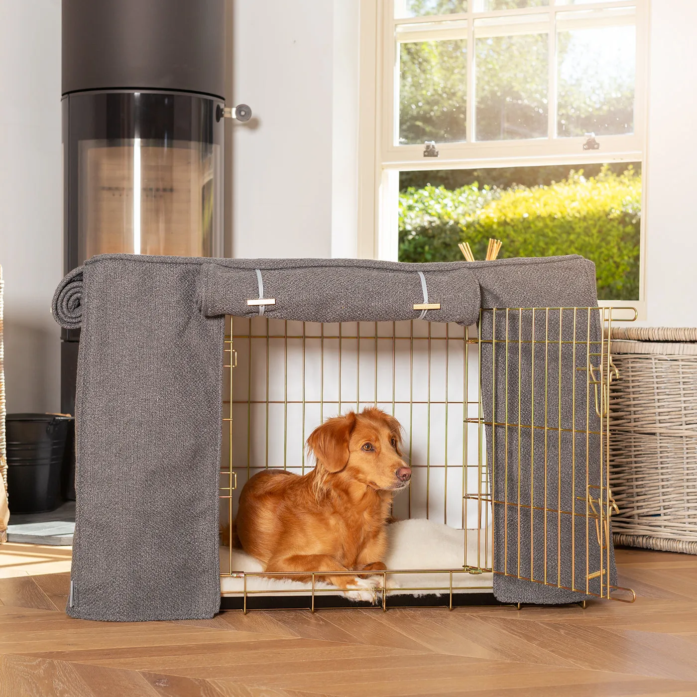 Dog Crate with Crate Cover in Essentials Herdwick Graphite by Lords & Labradors