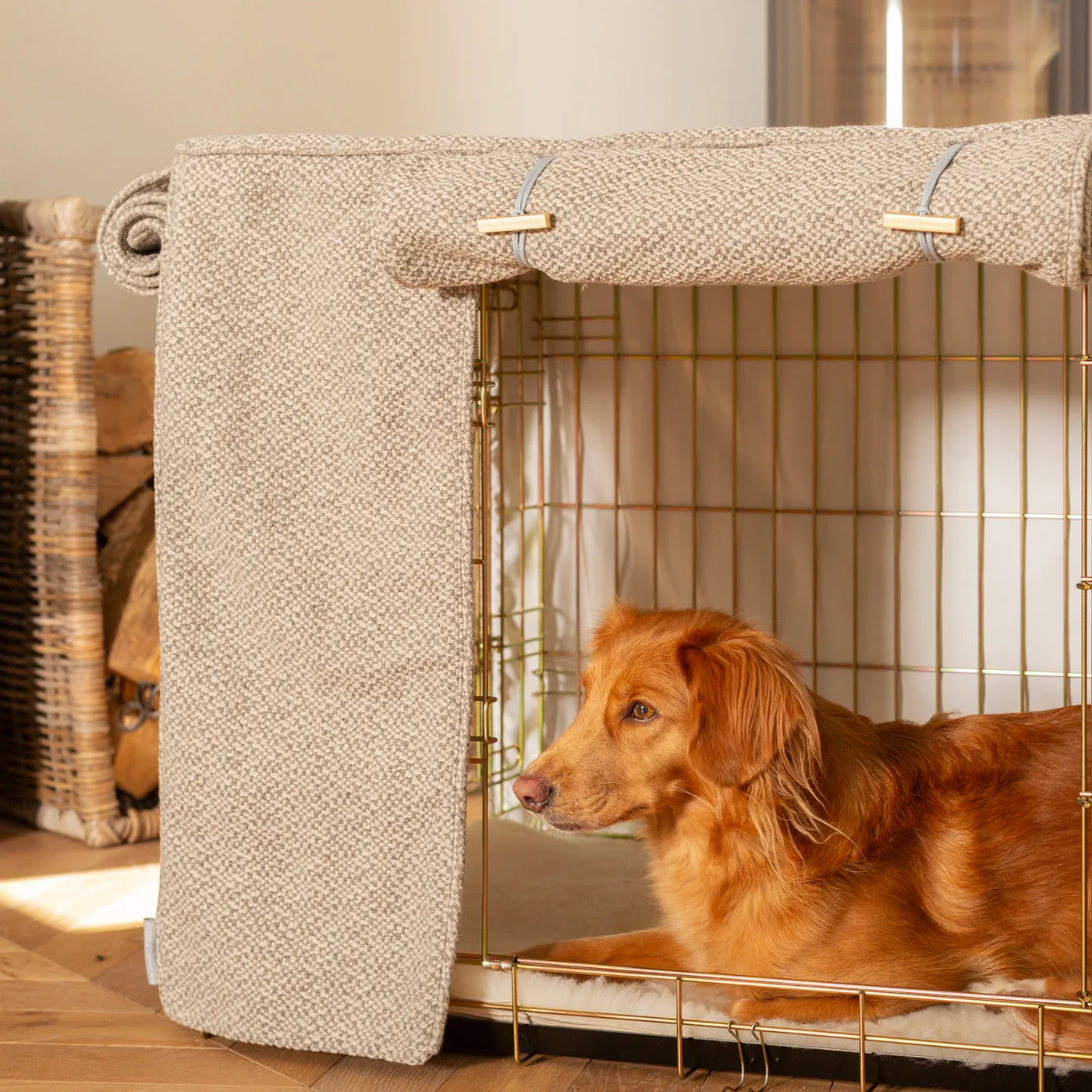 Dog Crate with Crate Cover in Essentials Herdwick Pebble by Lords & Labradors