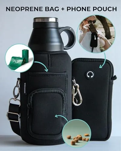 Dog Travel Water Bottle & Dog Walking Bag With Cell Phone Pouch