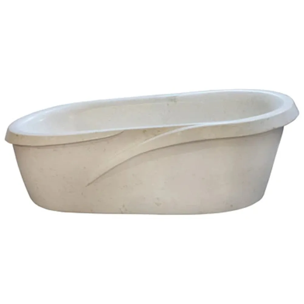 Fossil White Limestone Sloped Bathtub Hand-carved from Solid Limestone Block (W)40" (L)80" (H)24"