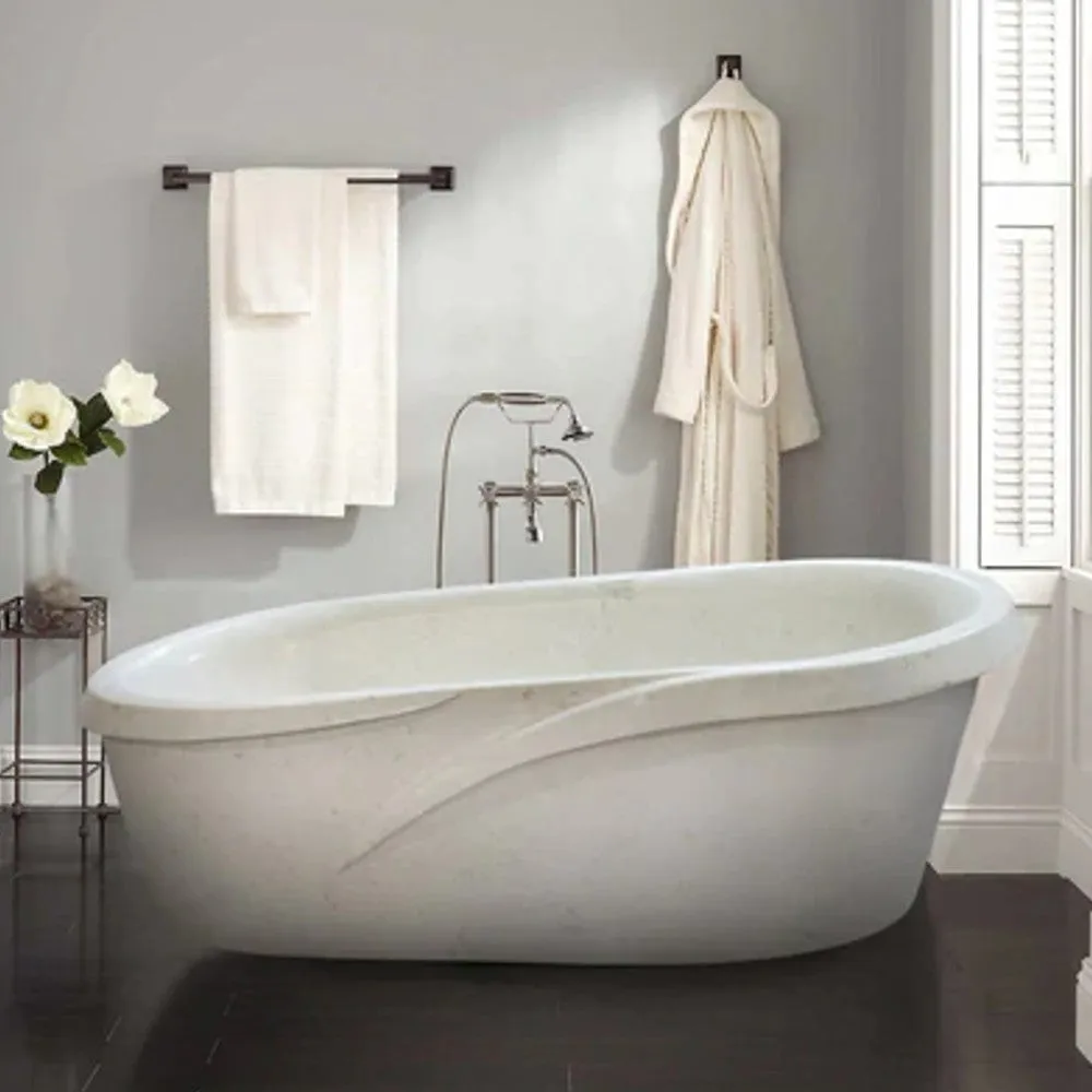 Fossil White Limestone Sloped Bathtub Hand-carved from Solid Limestone Block (W)40" (L)80" (H)24"