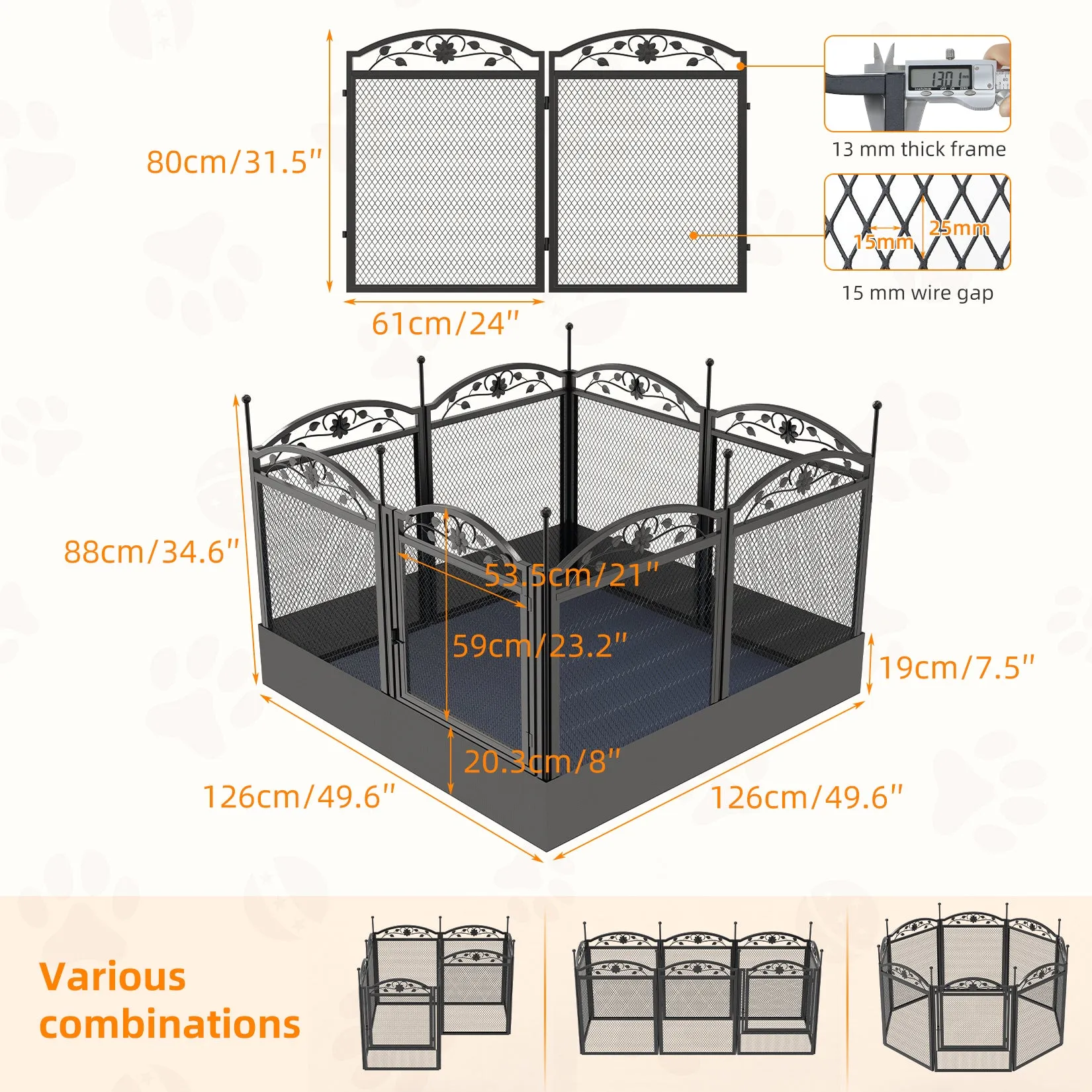 Heavy Duty Puppy Playpen Dog Exercise Cage Pet Playpen Metal Garden Fence