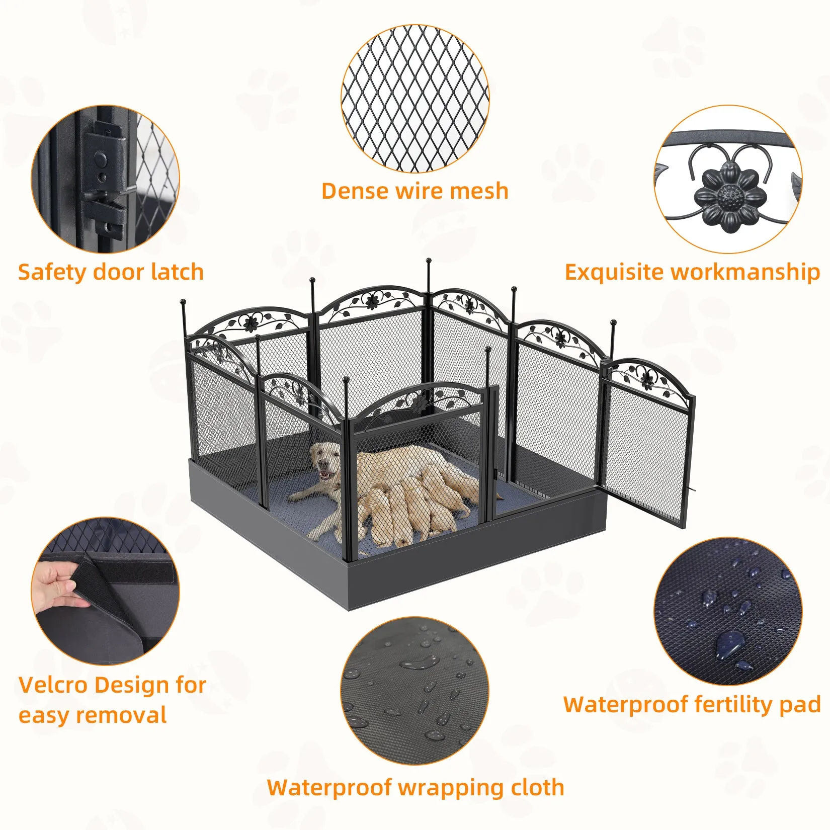 Heavy Duty Puppy Playpen Dog Exercise Cage Pet Playpen Metal Garden Fence