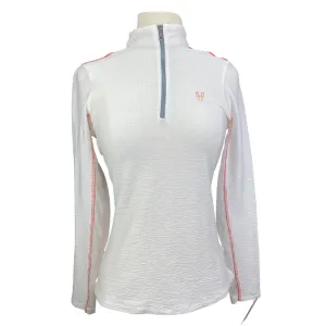 Horse Pilot Suntech Shirt in White w/Salmon Piping - Women's Large