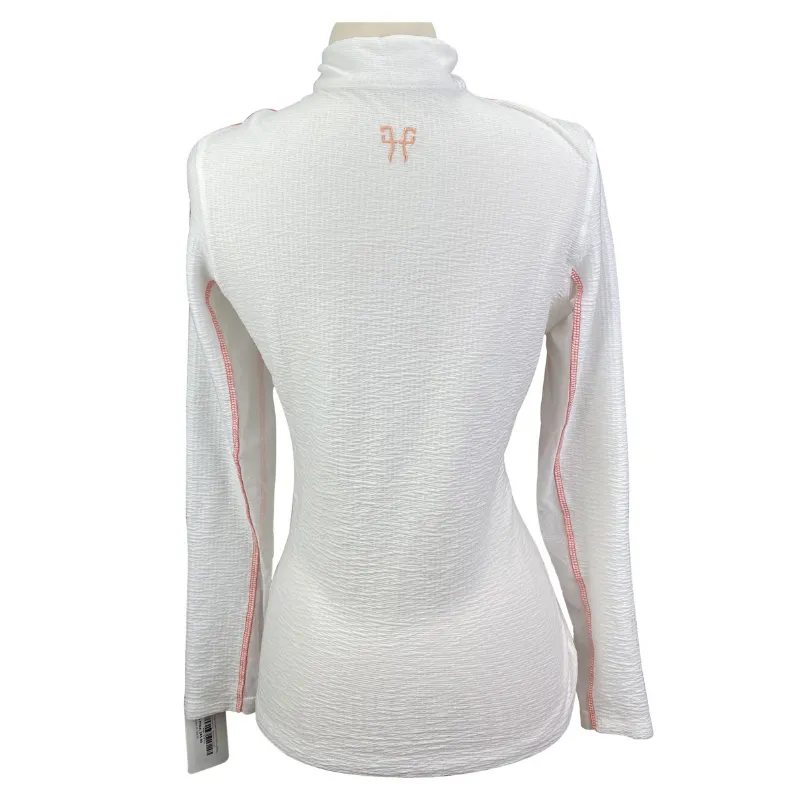 Horse Pilot Suntech Shirt in White w/Salmon Piping - Women's Large