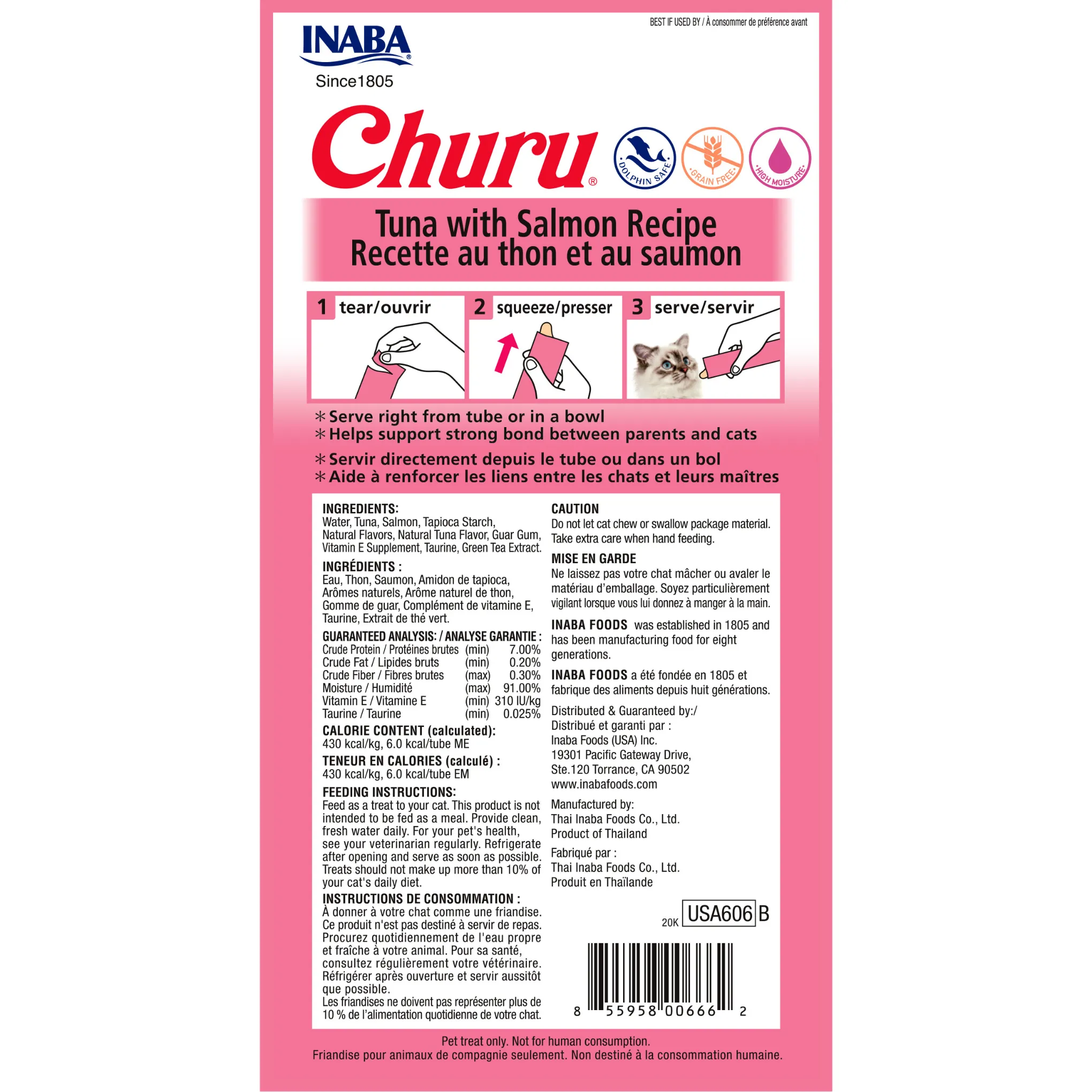 Inaba Cat Treat Churu Puree Tuna With Salmon 56g