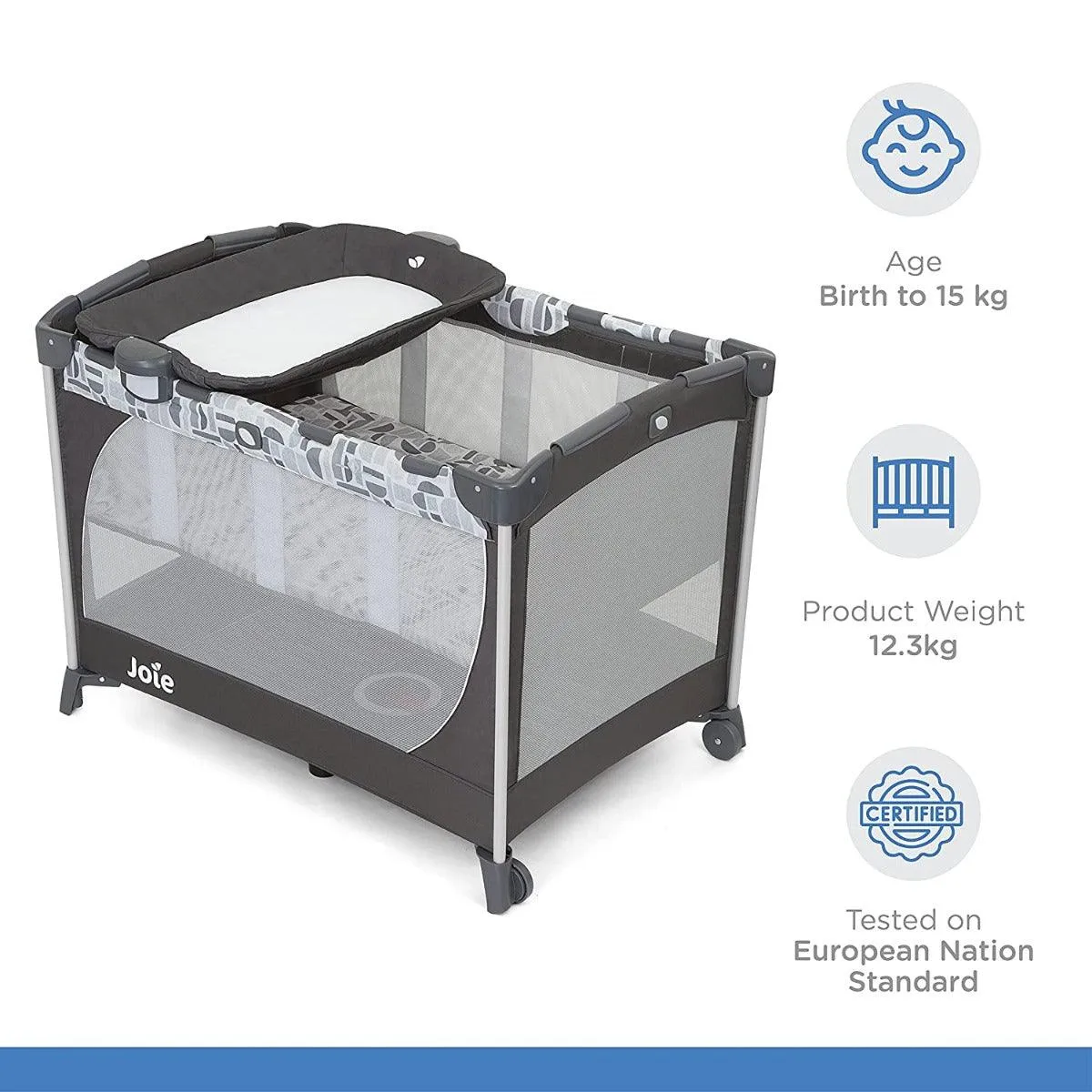 Joie Commuter Change Travel Baby Cot Logan - Playard For Ages 0-3 Years