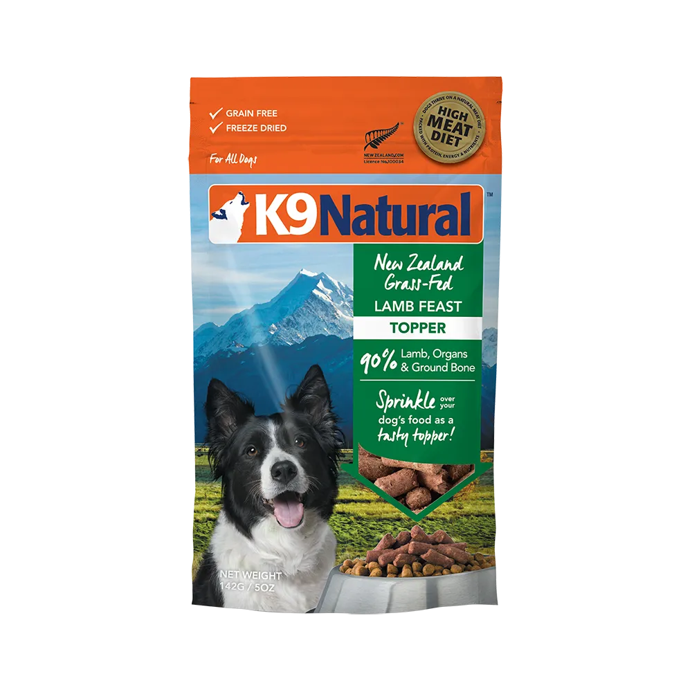 K9 Natural Dog Freeze Dried NZ Grass-Fed Lamb Feast Toppers 5oz