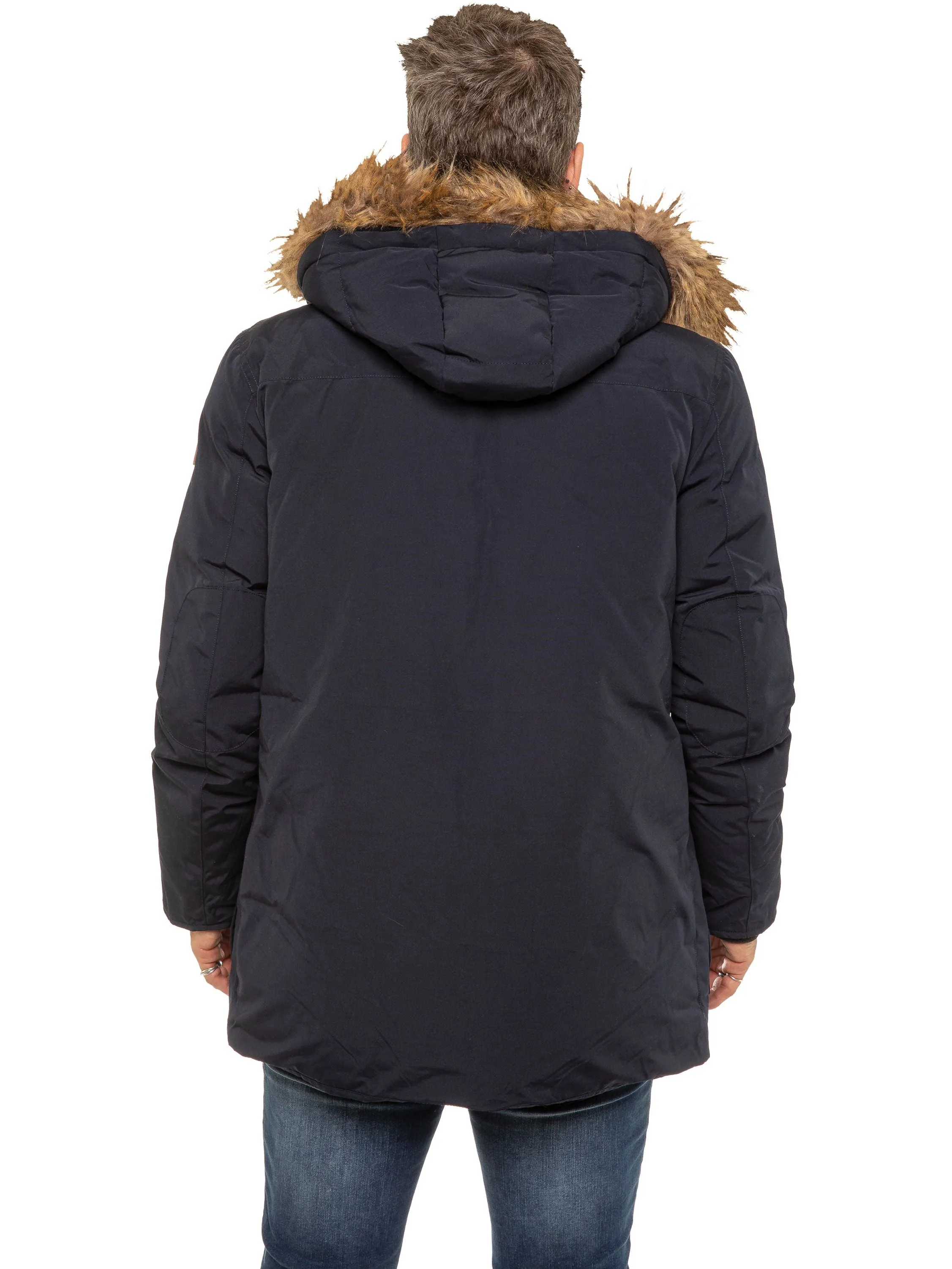 Kruze | Mens Faux Fur Hooded Parka Winter Jacket