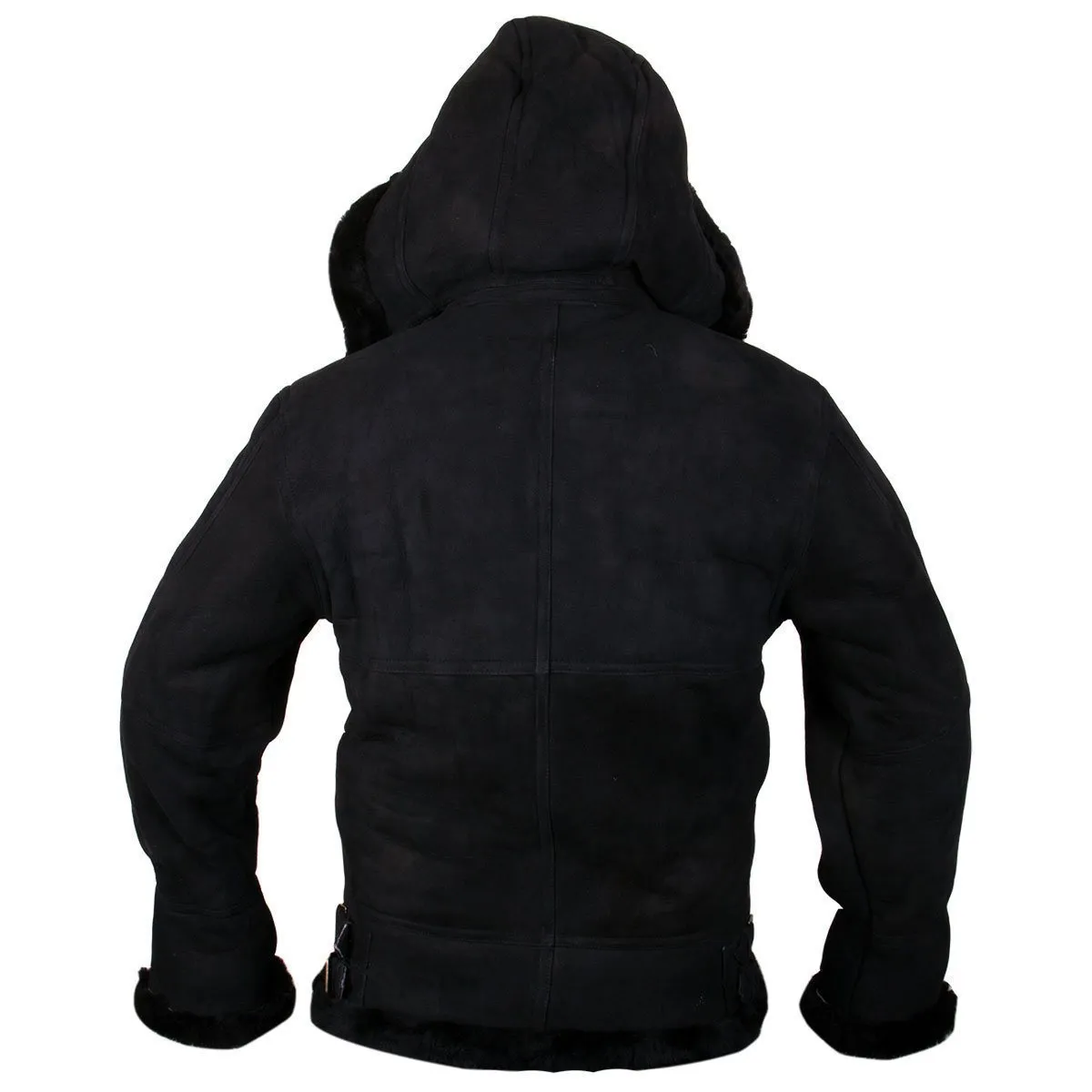 Men's Casual Apparel 9808 Shearling Coat with Faux-Fur Lining and Removable Hoodie