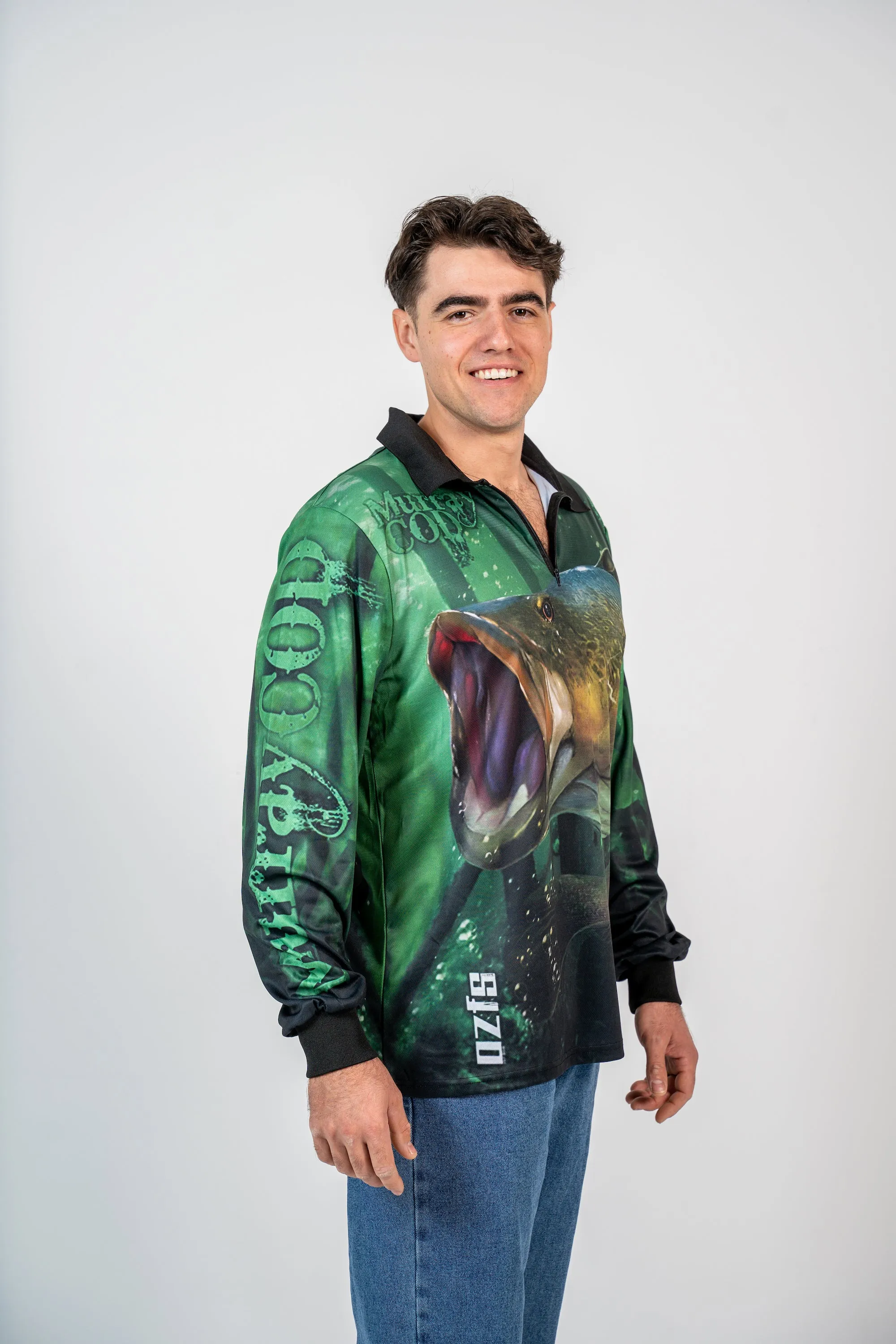 Murray Cod Green Fishing Shirt - Quick Dry & UV Rated