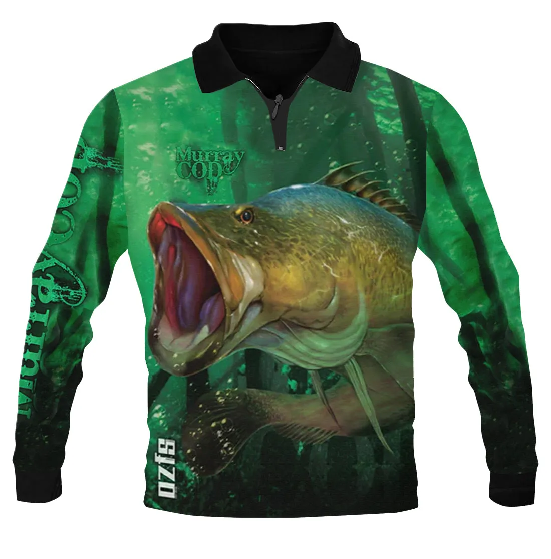 Murray Cod Green Fishing Shirt - Quick Dry & UV Rated