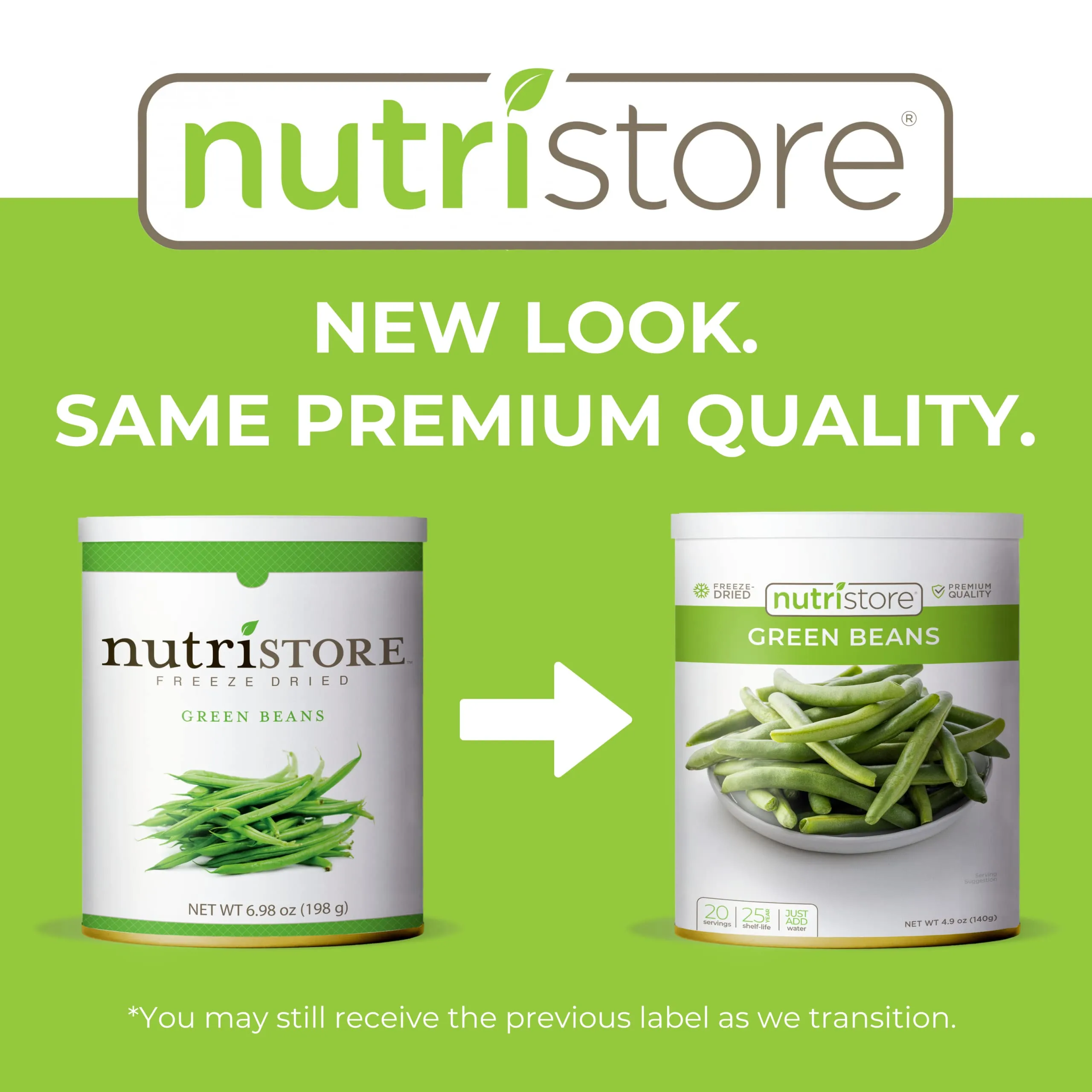 Nutristore Freeze-Dried Green Beans - 20 Servings #10 Can