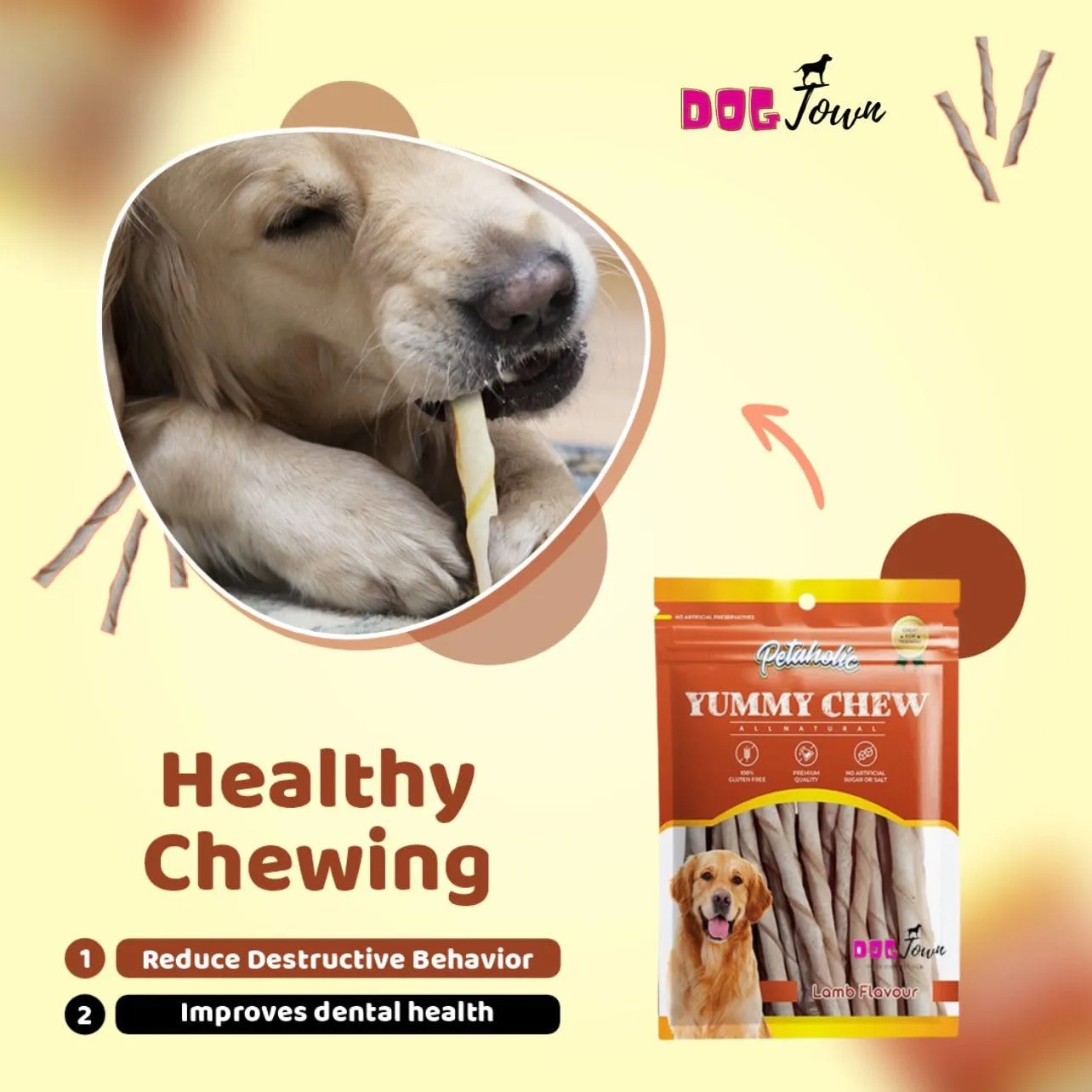 Petaholic Yummy Chew Treats Chicken Flavoured Knotted Treats