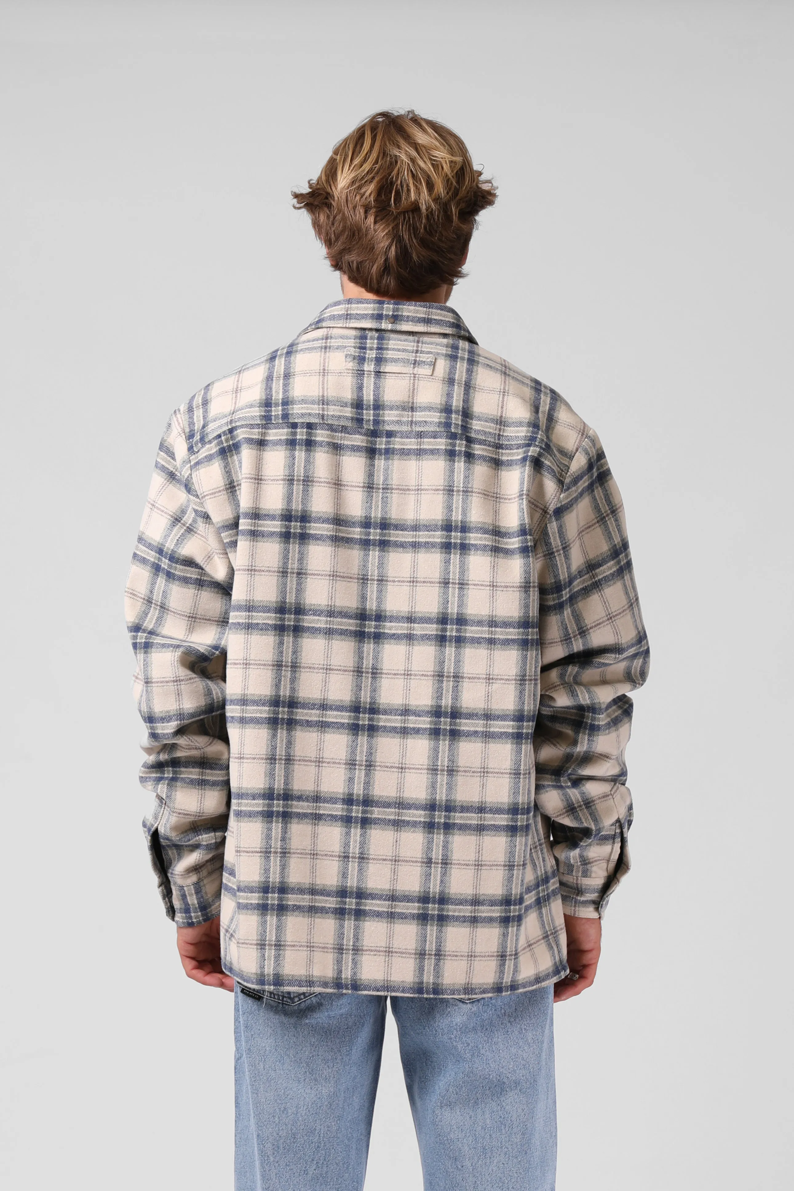 Plaid Shacket - Cream/Blue Plaid