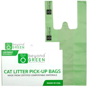 Plant-Based Cat Litter Pick-Up Bags with Handles - 100 bags