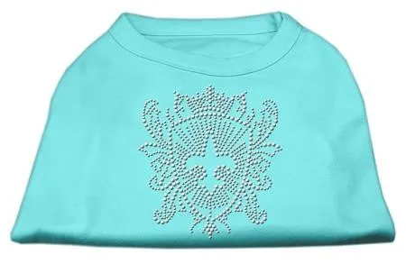 Rhinestone Fleur De Lis Shield Shirts Aqua L (14)