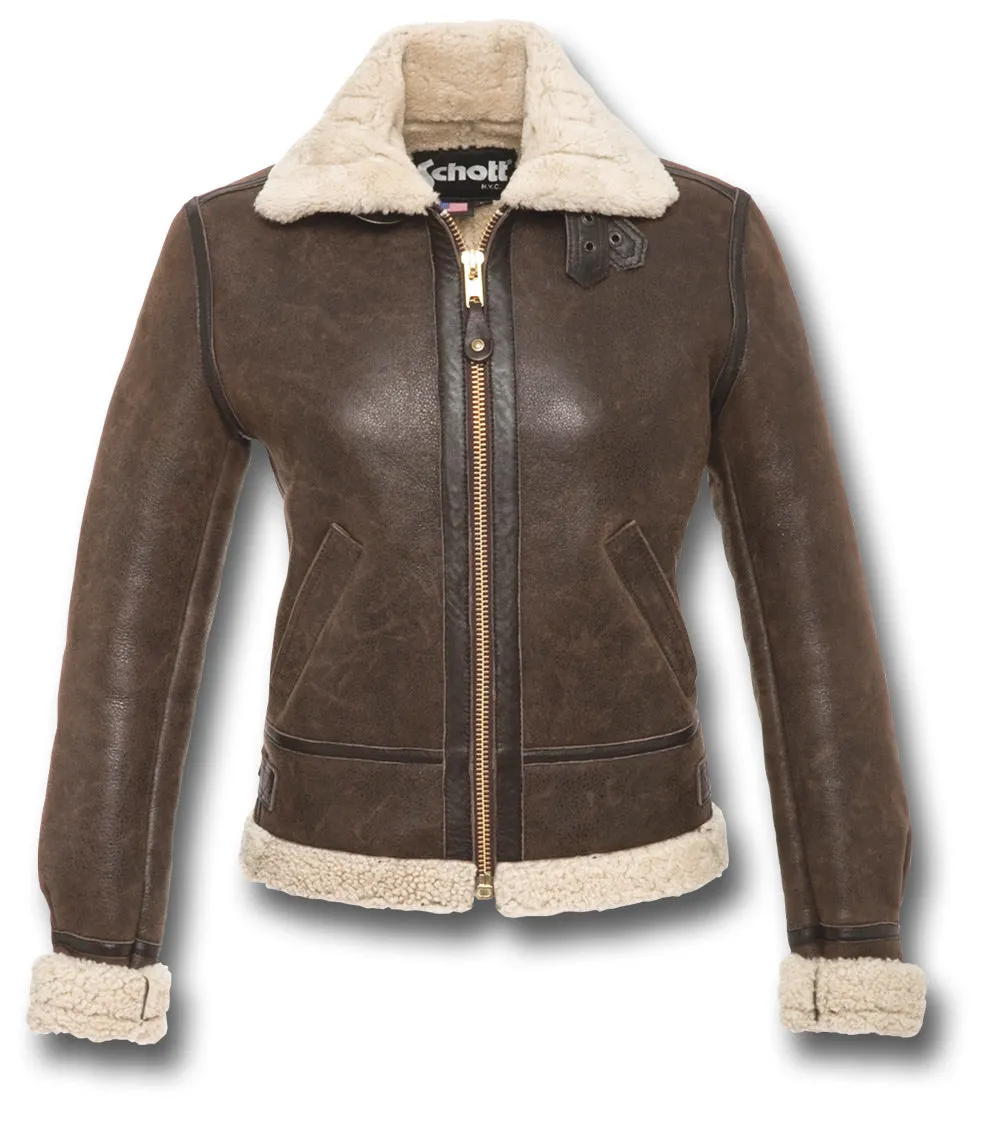 SCHOTT B3 LADIES SHEEPSKIN JACKET, BROWN