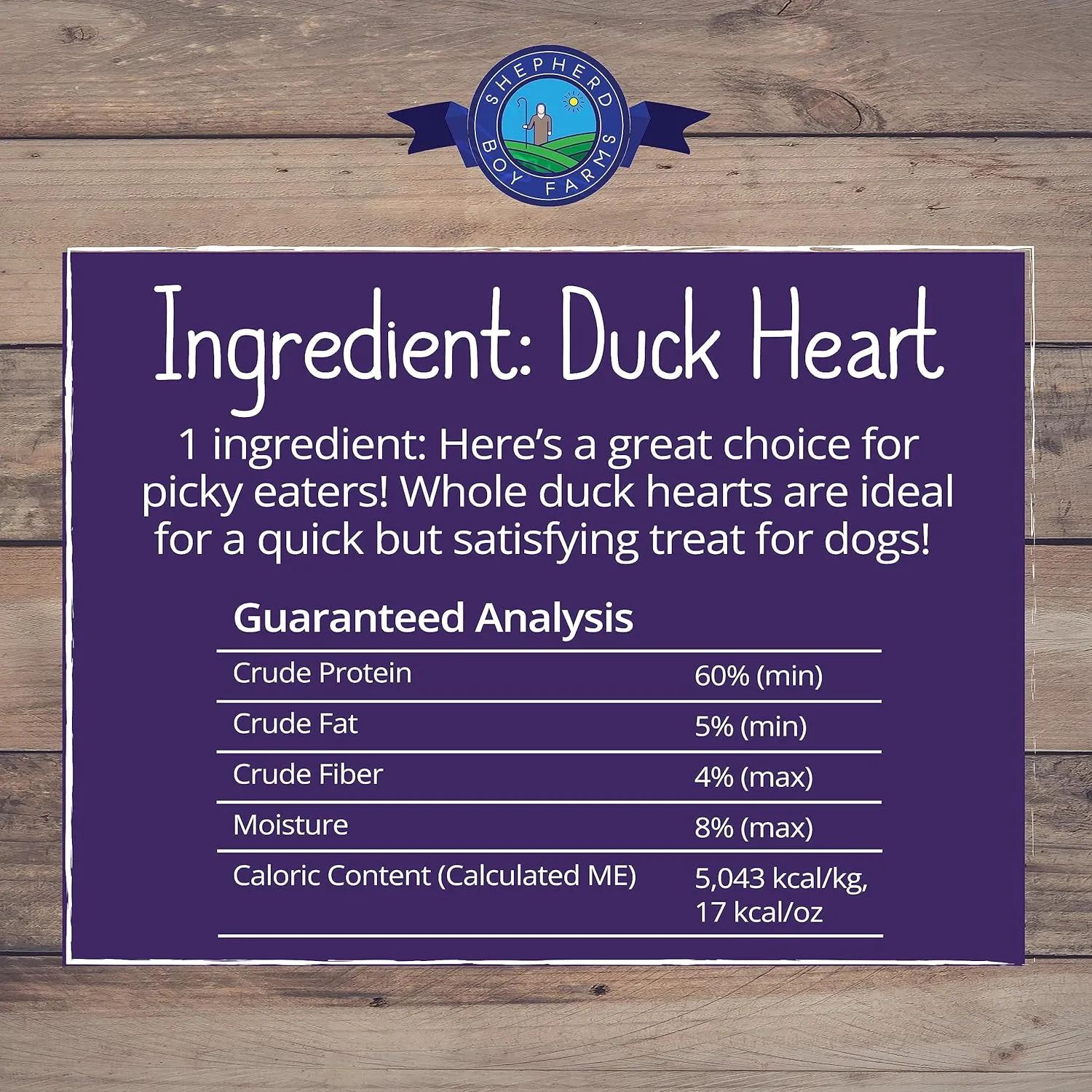 Shepard Boy Farms, Freeze Dried Dog Treats, Duck Heart, All Natural Freeze-Dried Dog Treat & Dog Snacks, Made in USA, High in Protein, Essential Nutrition of Raw Dog Food, 8oz