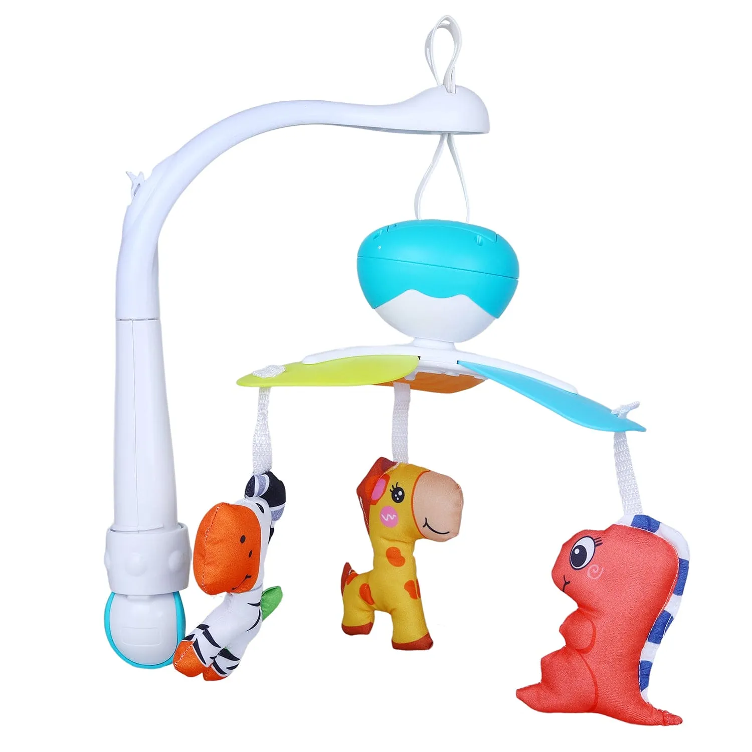 Soft Animals Premium Electric Musical Bed Cot Mobile With Hanging Rattles - Blue