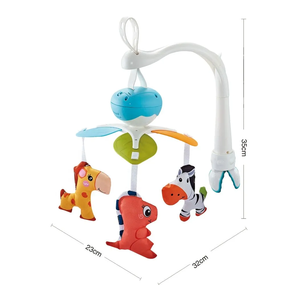 Soft Animals Premium Electric Musical Bed Cot Mobile With Hanging Rattles - Blue