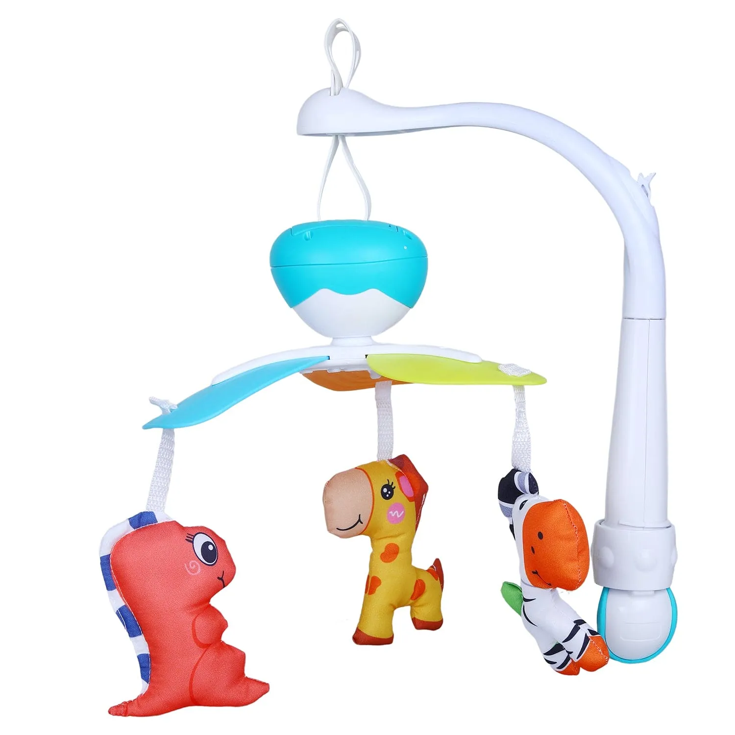 Soft Animals Premium Electric Musical Bed Cot Mobile With Hanging Rattles - Blue