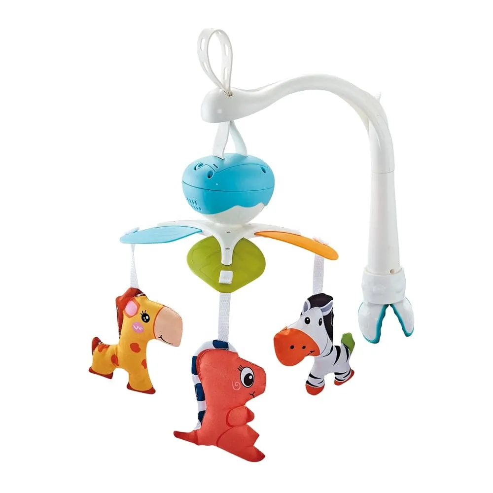 Soft Animals Premium Electric Musical Bed Cot Mobile With Hanging Rattles - Blue