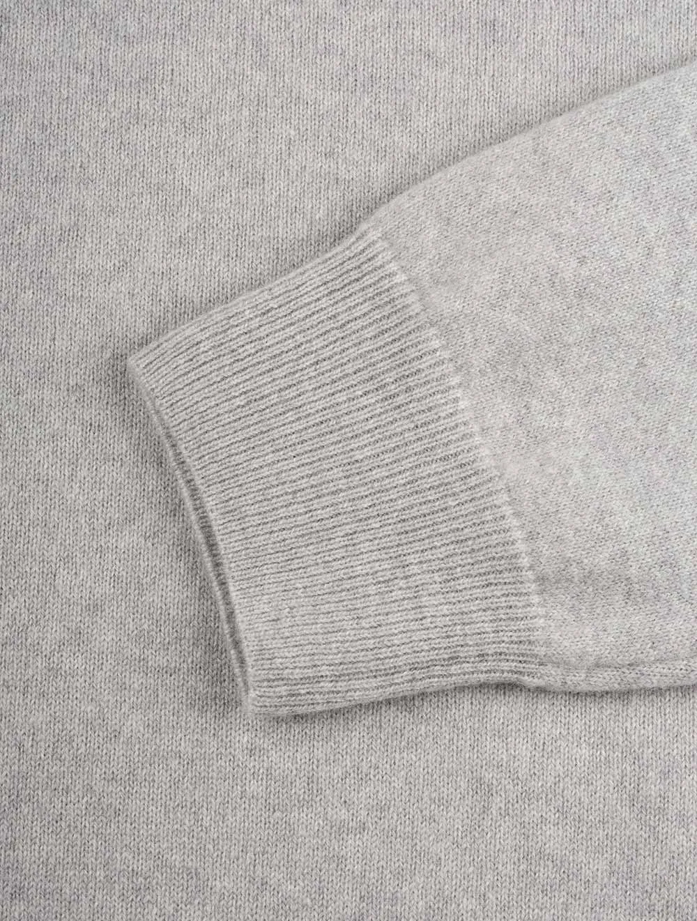 Super Fine Lambswool Half-Zip Sweater Light Grey Melange