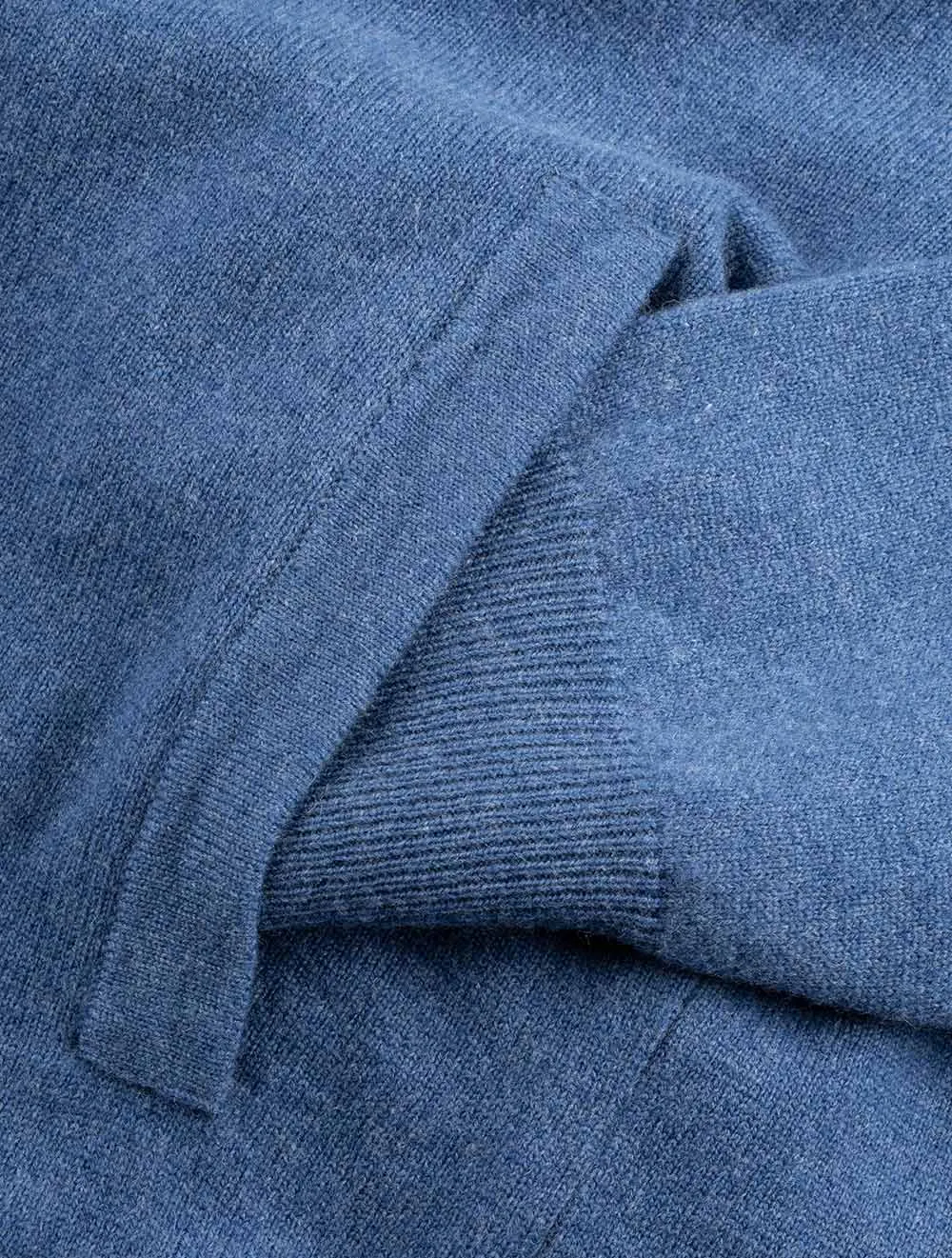 Super Fine Lambswool Zip Cardigan Stone Blue Melange